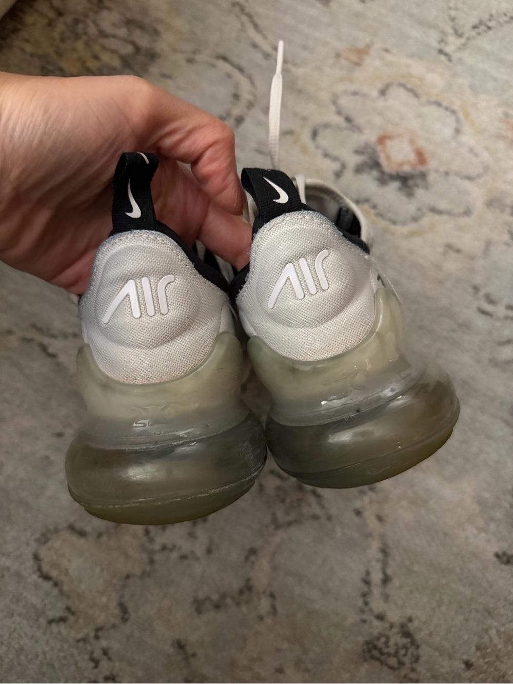 Nike Air Max 270 Women’s Sneakers - White with Black Swoosh - Picture 2 of 7
